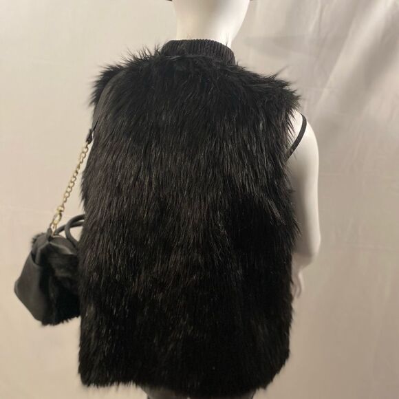 NWT Thalia Sodi Chain-Trim Faux-Fur Vest - Black - Picture 11 of 11